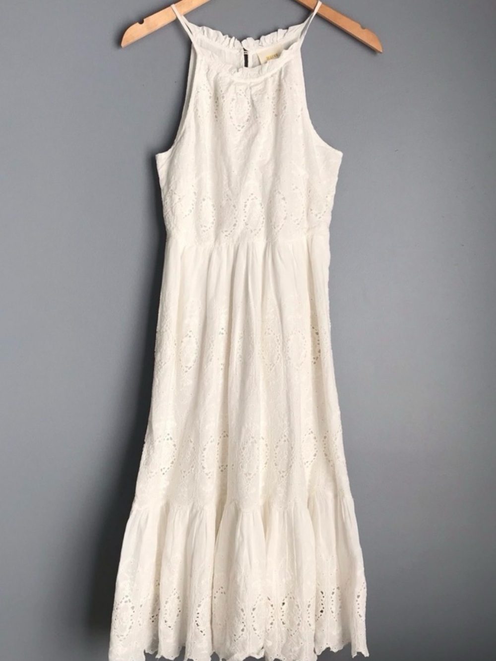 Anthropologie Maeve White Tiered Eyelet Midi Dress | 0 - Picture 2 of 6